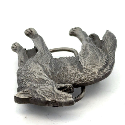 Vintage 1988 The Great American Buckle Co. Pewter Howling Lone Wolf Belt Buckle