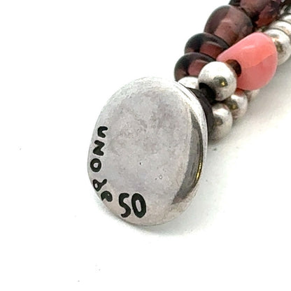 Designer Uno De 50 Agate Glass Metal Charm Beaded Silver Plated Leather Bracelet