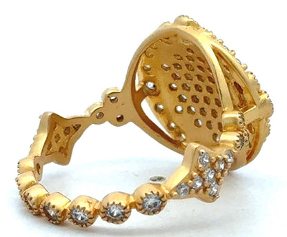 Freida Rothman 14K Gold Plated 925 Sterling Silver Oxidized Cubic Zirconia Ring
