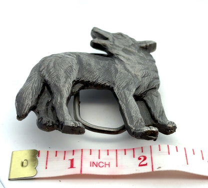Vintage 1988 The Great American Buckle Co. Pewter Howling Lone Wolf Belt Buckle