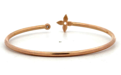Louis Vuitton 18K Yellow Gold Diamond Flower Open Stackable Bangle Bracelet