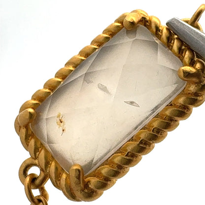 Freida Rothman 14K Gld Plt Sterling Silver MOP Chalcedony CZ Station Necklace