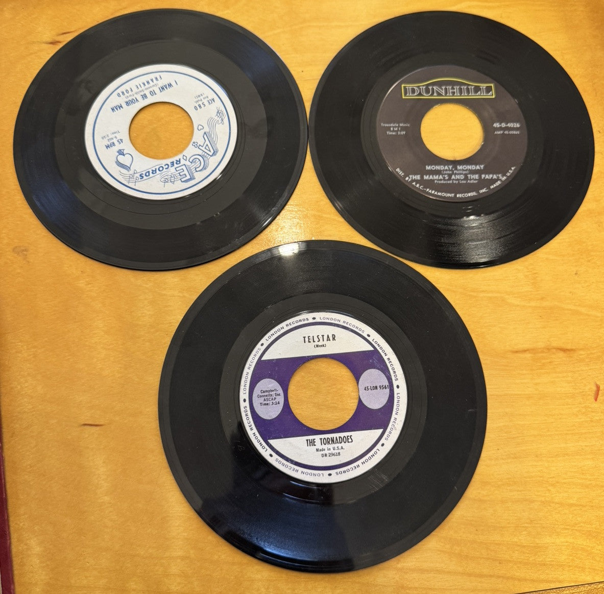 1960's Red Leather RECORDS Book Containing Ten 45 Mixed Artists Vinyl Lot