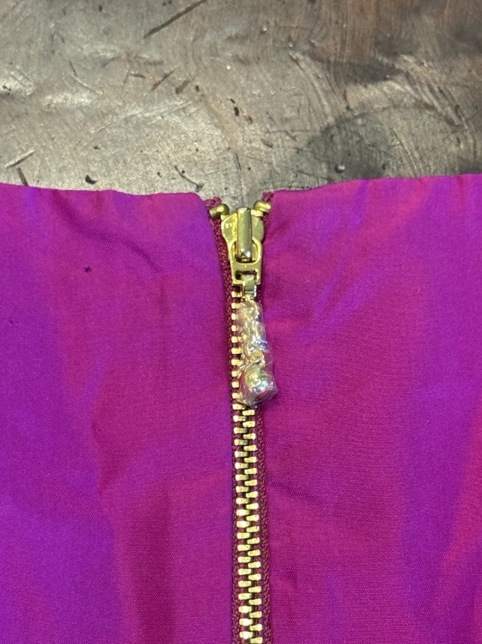Kate Spade Fuscia 100% Silk Size 4 Structured Front Plunge & Bow Cocktail Dress