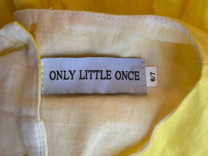 Only Little Once Girls 6/7 Disney Princess Belle 100% Cotton Yellow Dress Top