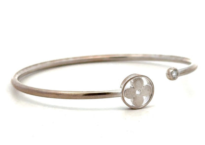 Louis Vuitton 18K White Gold Diamond Idylle Blossom Twist Open Bangle Bracelet