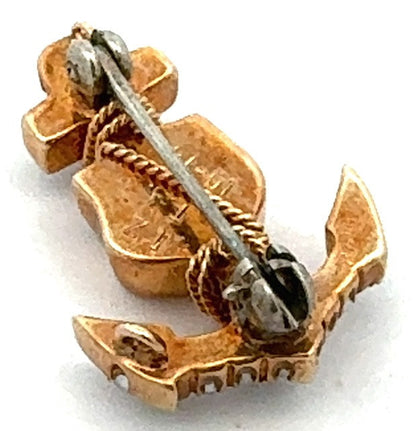 Vintage 1974 10K Yellow Gold Diamond Seed Pearl Delta Gamma Badge Lapel Pin