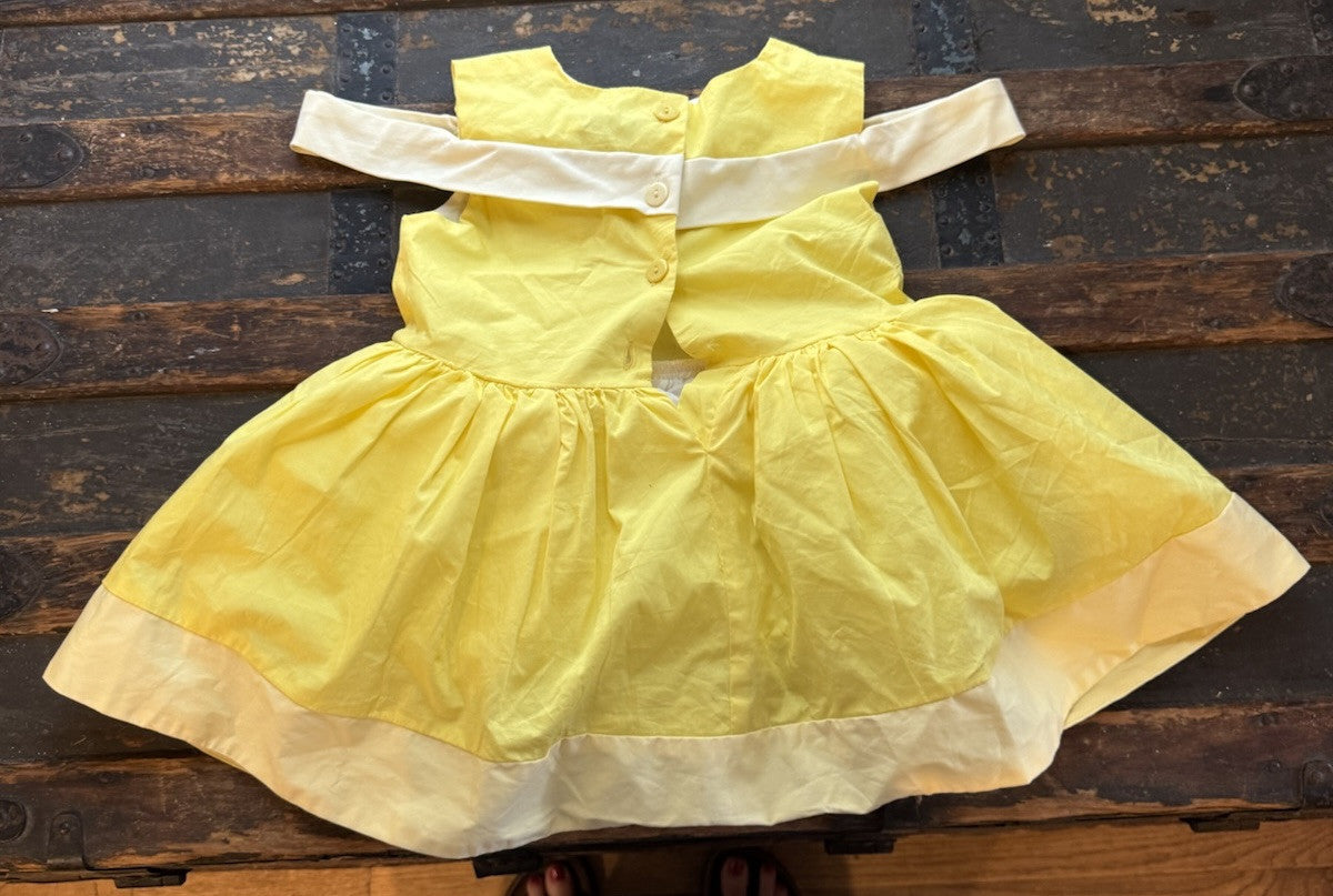 Only Little Once Girls 6/7 Disney Princess Belle 100% Cotton Yellow Dress Top