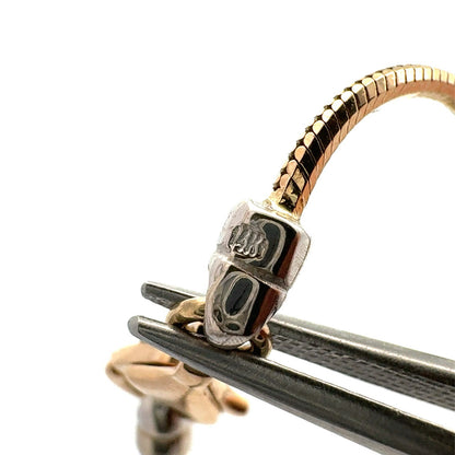 Italy 14K Yellow White Gold Two Tone Snake Chain Circle Station Necklace