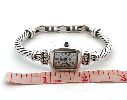 Anne Klein 925 Sterling Silver Mother of Pearl Roman Numerals Cable Watch