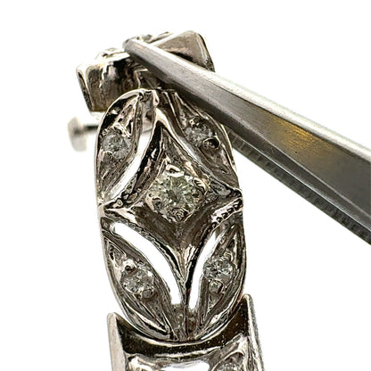 Estate 14K White Gold Diamond X O Cut Out Anniversary Statement Tennis Bracelet