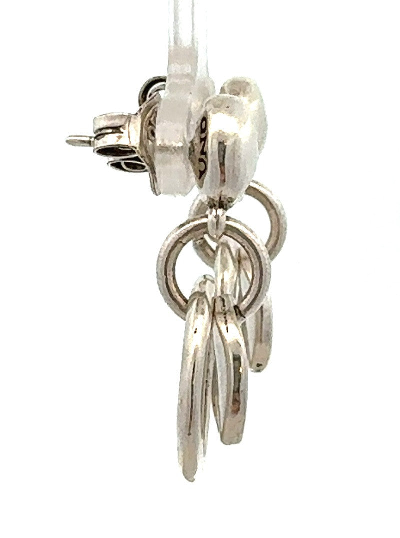 Designer Uno De 50 Silver Plated Hoop and Disc Dangle Stud Earrings