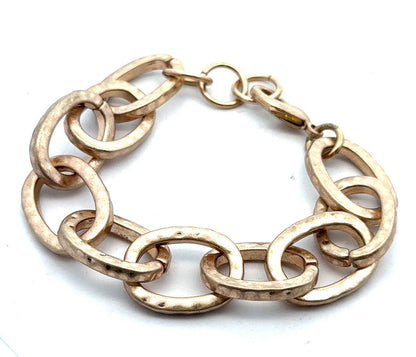 Robert Lee Morris RLM SOHO Gold Tone Lot Of 2 Hammered Link Chain Bracelets