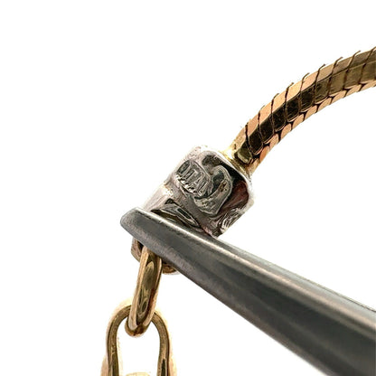 Italy 14K Yellow White Gold Two Tone Snake Chain Circle Station Necklace