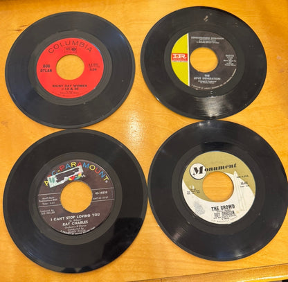 1960's Red Leather RECORDS Book Containing Ten 45 Mixed Artists Vinyl Lot