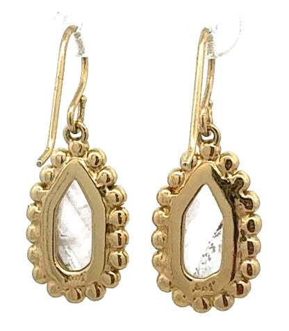 Designer Melinda Maria Gold Tone Cushion Moonstone Pear Teardrop Dangle Earrings