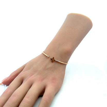 Louis Vuitton 18K Yellow Gold Diamond Flower Open Stackable Bangle Bracelet