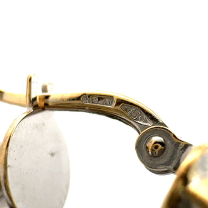 Estate 18K Yellow White Gold Two Tone Inside Out Elegant Hoop Earrings
