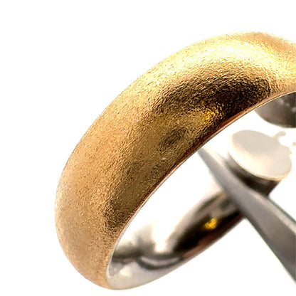 Estate 18K Yellow White Gold Two Tone Inside Out Elegant Hoop Earrings