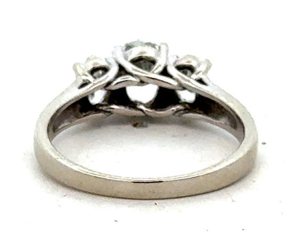 Classic 14k White Gold Oval Diamond Trio Engagement Ring
