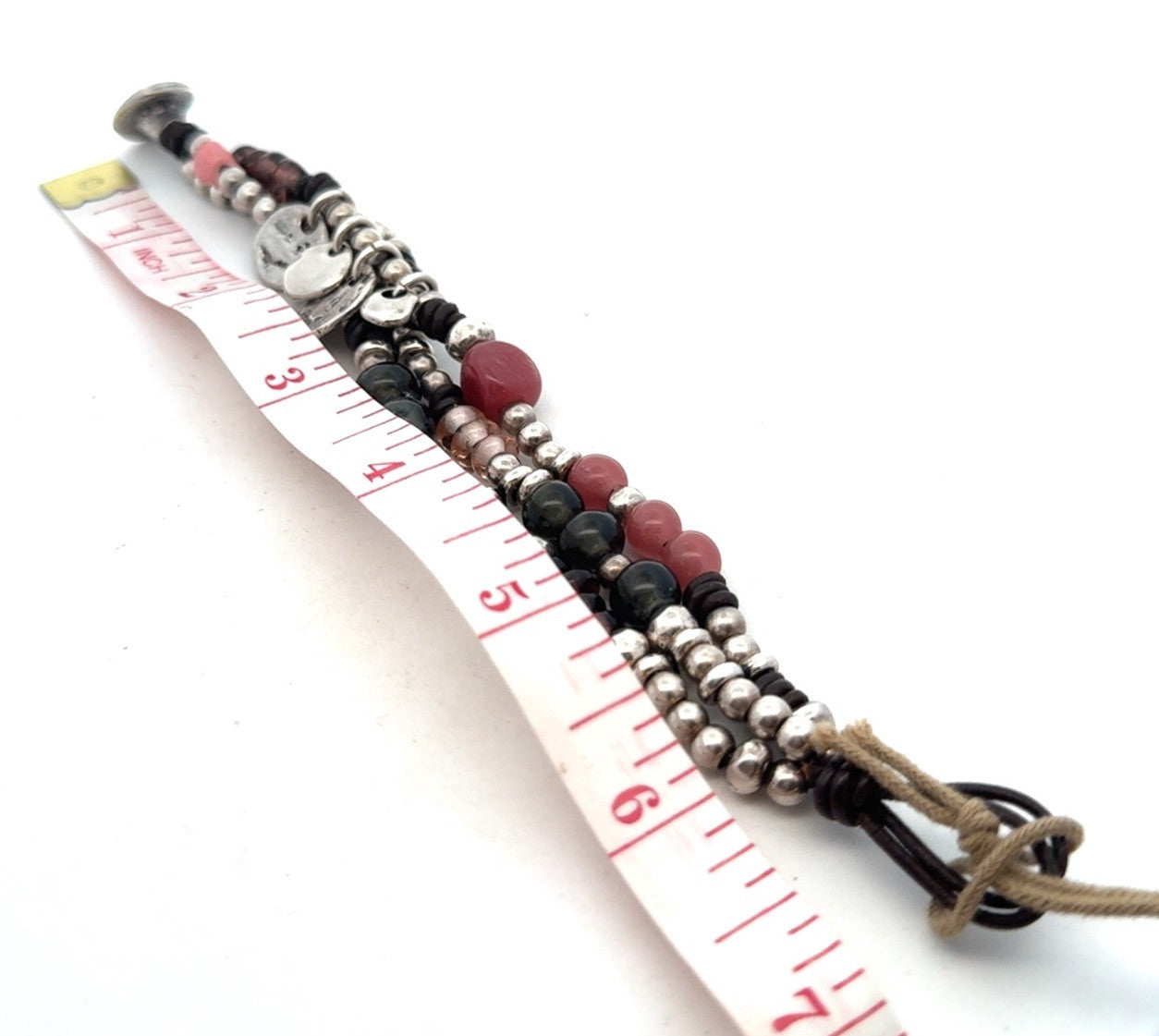 Designer Uno De 50 Agate Glass Metal Charm Beaded Silver Plated Leather Bracelet