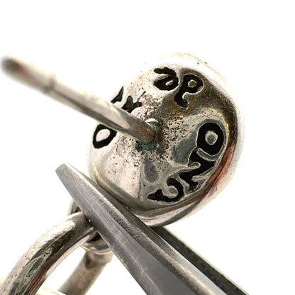 Designer Uno De 50 Silver Plated Hoop and Disc Dangle Stud Earrings