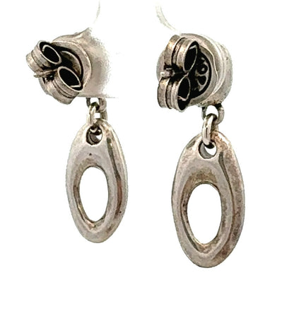 Designer Uno De 50 Silver Plated Modernist Oval Dangle Stud Earrings
