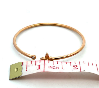 Louis Vuitton 18K Yellow Gold Diamond Flower Open Stackable Bangle Bracelet