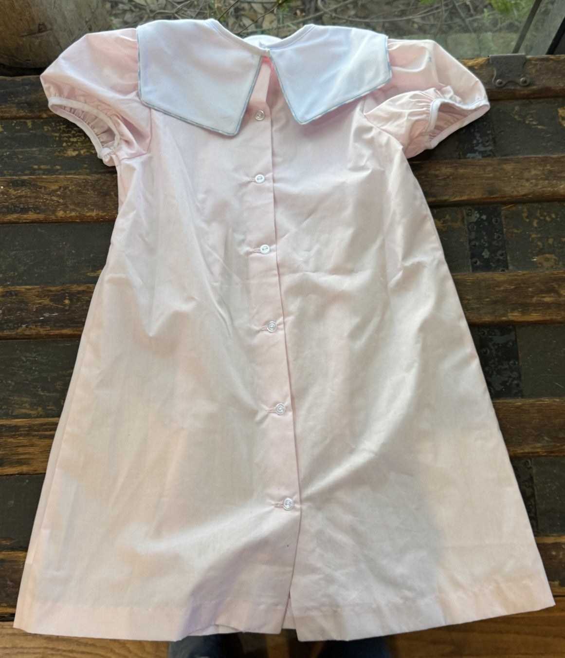 The Beaufort Bonnet Company Pink Appliqued Floral Theme Girls 7 Collared Dress