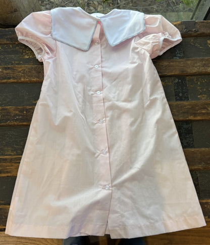 The Beaufort Bonnet Company Pink Appliqued Floral Theme Girls 7 Collared Dress