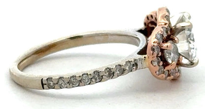 Designer Forever Brilliant 14K White Yellow Gold Moissanite Trio Engagement Ring