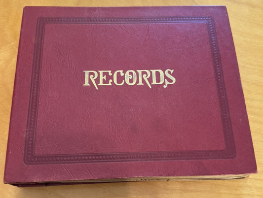 1960's Red Leather RECORDS Book Containing Ten 45 Mixed Artists Vinyl Lot