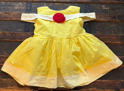 Only Little Once Girls 6/7 Disney Princess Belle 100% Cotton Yellow Dress Top