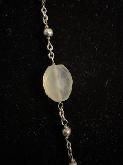 Designer Exex Claudia Agudelo 925 Sterling Silver Moonstone Station Necklace
