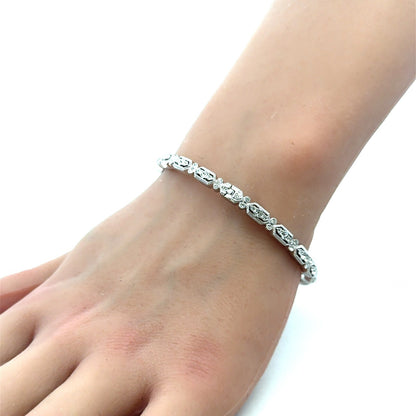 Designer NADRI Silver Toned Sparkling Cubic Zircona CZ Hinged Bangle Bracelet