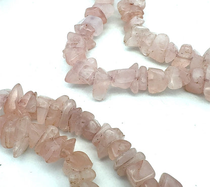 Estate Stone Of Love Pink Rose Quartz Beaded Shard Statement Necklace
