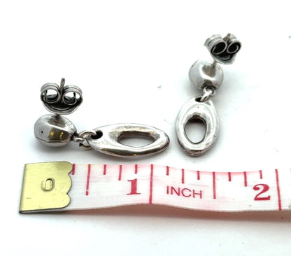 Designer Uno De 50 Silver Plated Modernist Oval Dangle Stud Earrings