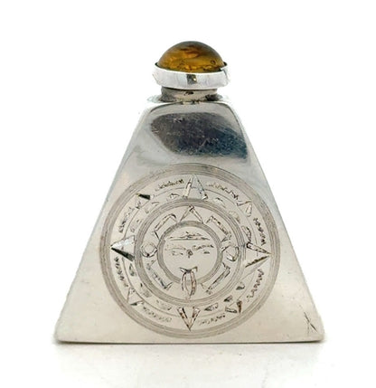 Vintage 925 Sterling Silver Triangle Aztec Etched Perfume Stick Bottle