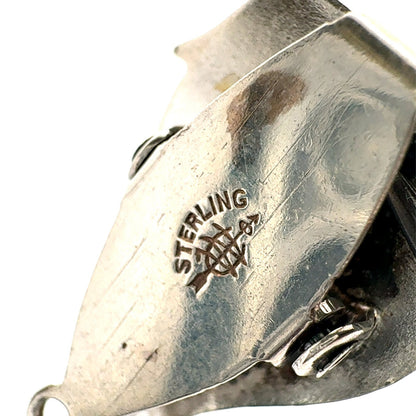 Vintage Webster Co 925 Sterling Silver Etched Bunny Rabbit Sweater Scarf Clips