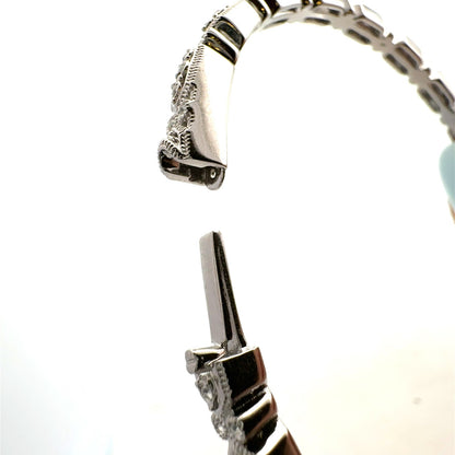 Designer NADRI Silver Toned Sparkling Cubic Zircona CZ Hinged Bangle Bracelet