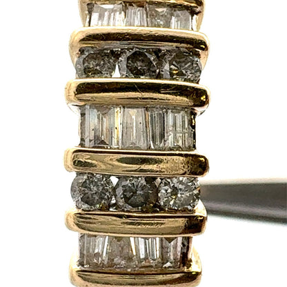 Designer HN 14K Yellow Gold Round Baguette Diamond Wedding Anniversary Band Ring