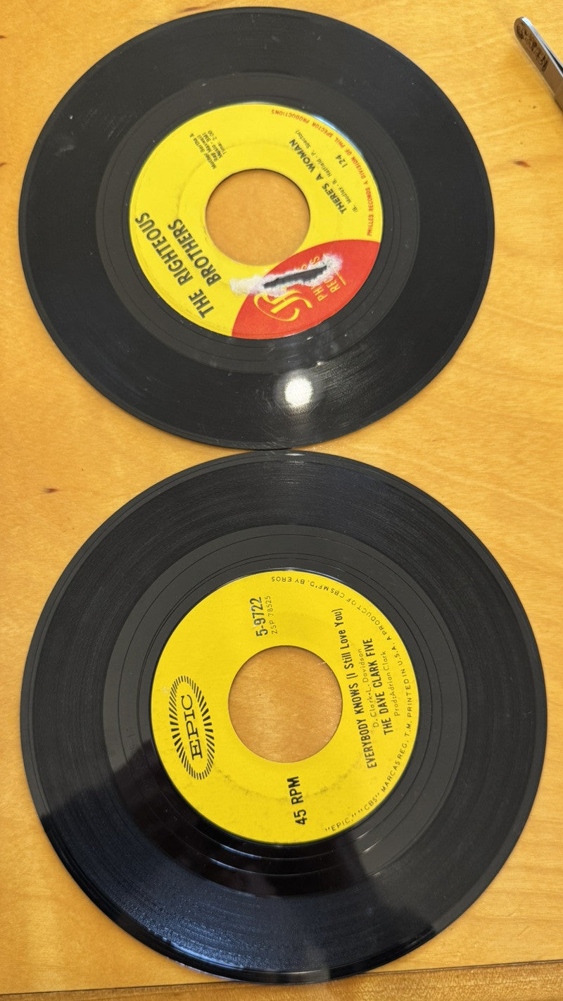 1960's Red Leather RECORDS Book Containing Ten 45 Mixed Artists Vinyl Lot
