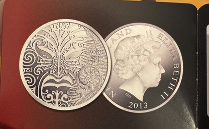 2013 New Zealand S $1 Silver Proof Koru Maori Art Coin Original Mint Packaging