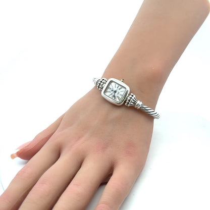 Anne Klein 925 Sterling Silver Mother of Pearl Roman Numerals Cable Watch