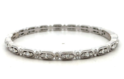Designer NADRI Silver Toned Sparkling Cubic Zircona CZ Hinged Bangle Bracelet