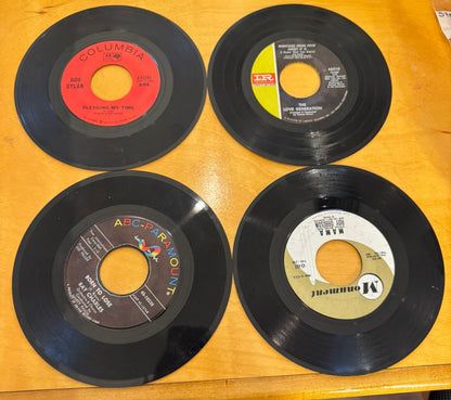 1960's Red Leather RECORDS Book Containing Ten 45 Mixed Artists Vinyl Lot