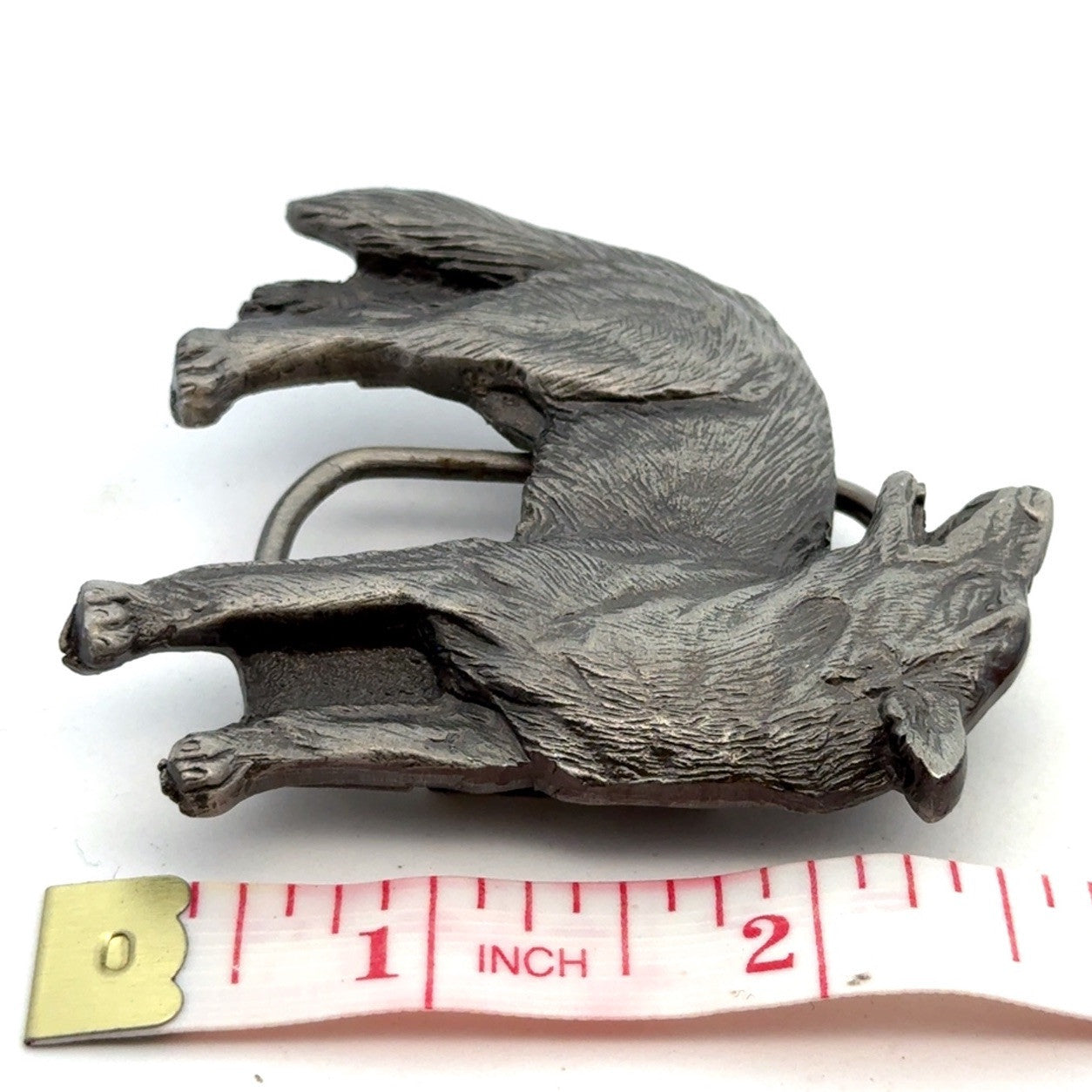 Vintage 1988 The Great American Buckle Co. Pewter Howling Lone Wolf Belt Buckle