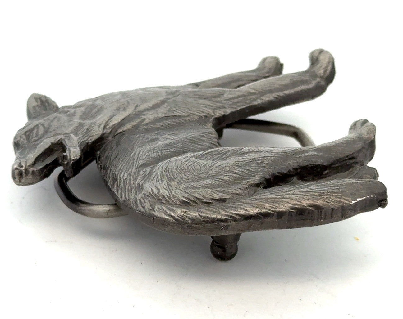 Vintage 1988 The Great American Buckle Co. Pewter Howling Lone Wolf Belt Buckle