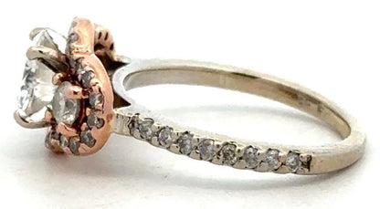 Designer Forever Brilliant 14K White Yellow Gold Moissanite Trio Engagement Ring