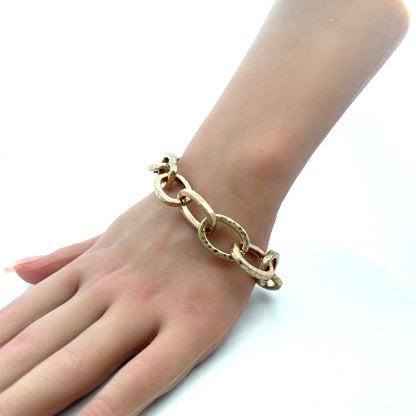 Robert Lee Morris RLM SOHO Gold Tone Lot Of 2 Hammered Link Chain Bracelets